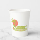 Palm Tree Sommer mit Sonne und Strand Pappbecher (Vorderseite)