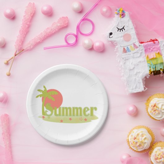 Palm Tree Sommer mit Sonne und Strand Pappteller (Party)