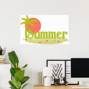 Palm Tree Sommer mit Sonne und Strand Poster