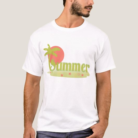 Palm Tree Sommer mit Sonne und Strand T-Shirt (Vorderseite)