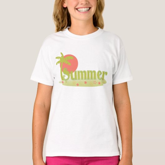 Palm Tree Sommer mit Sonne und Strand T-Shirt (Vorderseite)