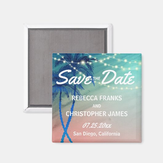 Palm Tree Speichern Sie die Datumsmagnete | Aquama Magnet (Vorderseite/Rückseite)