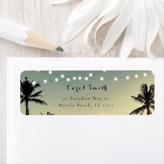 Palm Tree String Lights Rückgabeadresse Label (Insitu)