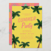 Palm Tree Summer Party Einladung (Vorne/Hinten)