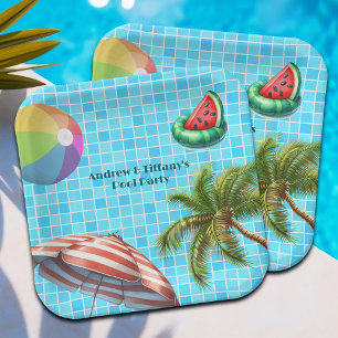 Palm Tree Sun Umbrella Beach Ball Pool Party Pappteller