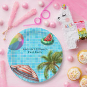 Palm Tree Sun Umbrella Beach Ball Pool Party Pappteller (Party)