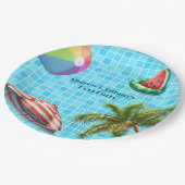 Palm Tree Sun Umbrella Beach Ball Pool Party Pappteller (Schrägansicht)