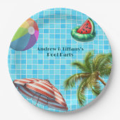Palm Tree Sun Umbrella Beach Ball Pool Party Pappteller (Vorderseite)
