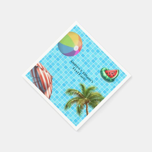 Palm Tree Sun Umbrella Beach Ball Pool Party Serviette (Ecke)