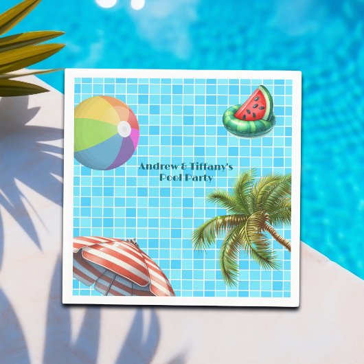 Palm Tree Sun Umbrella Beach Ball Pool Party Serviette