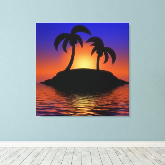 Palm Tree Sunrise Leinwanddruck (Insitu (Holzboden))