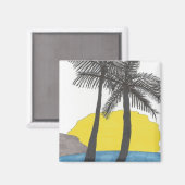 Palm Tree Sunrise Magnet (Vorderseite/Rückseite)