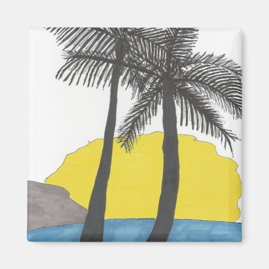 Palm Tree Sunrise Magnet (Vorne)