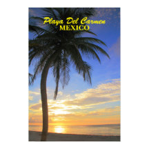 Palm Tree Sunrise Playa del Carmen Mexico Poster