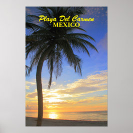 Palm Tree Sunrise Playa del Carmen Mexico Poster