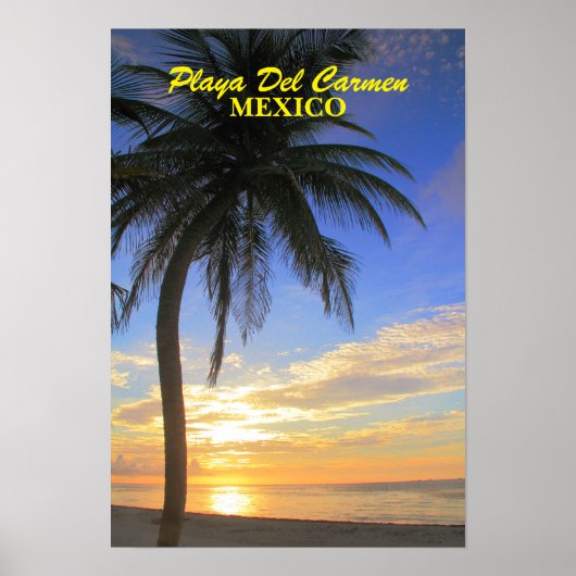 Palm Tree Sunrise Playa del Carmen Mexico Poster (Vorne)