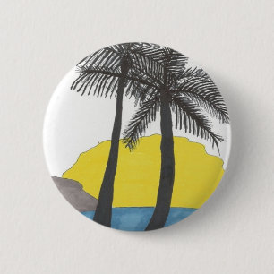 Palm Tree Sunrise Silhouette Button