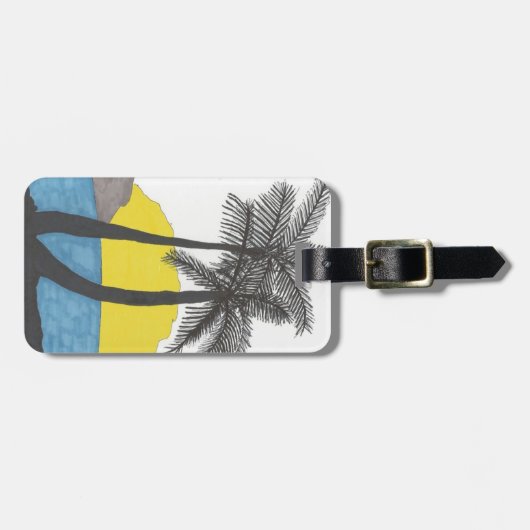 Palm Tree Sunrise Silhouette Gepäckanhänger (Vorderseite horizontal)