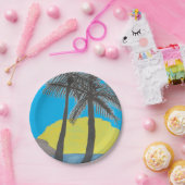 Palm Tree Sunrise Silhouette Pappteller (Party)