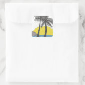 Palm Tree Sunrise Silhouette Quadratischer Aufkleber (Tasche)