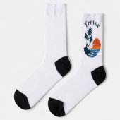 Palm Tree Sunset Beach Crew Socks Socken (Linkes Detail)