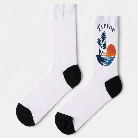 Palm Tree Sunset Beach Crew Socks Socken (Linkes Detail)