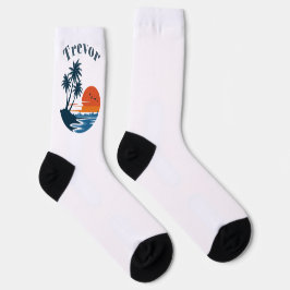 Palm Tree Sunset Beach Crew Socks Socken