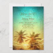 Palm Tree Sunset Beach Tropical Graduation Party Einladung (Vorderseite)