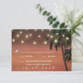 Palm Tree Sunset Beach Wedding RSVP Cards (Stehend Vorderseite)