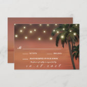 Palm Tree Sunset Beach Wedding RSVP Cards (Vorne/Hinten)