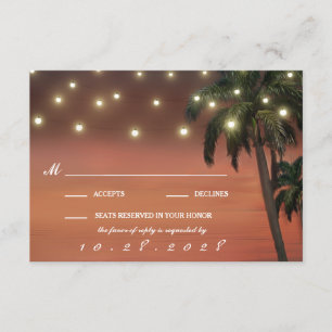Palm Tree Sunset Beach Wedding RSVP Cards Karte