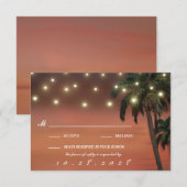 Palm Tree Sunset Beach Wedding RSVP Cards Karte (Vorne/Hinten)