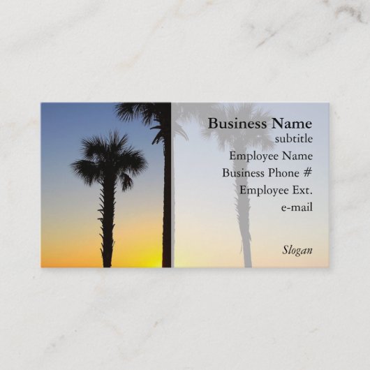 Palm Tree Sunset Business Cards Visitenkarte (Vorderseite)