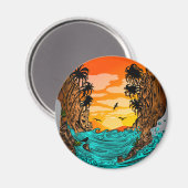 Palm Tree Sunset Magnet (Vorderseite/Rückseite)