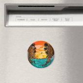 Palm Tree Sunset Magnet (In Situ (Geschirrspüler))