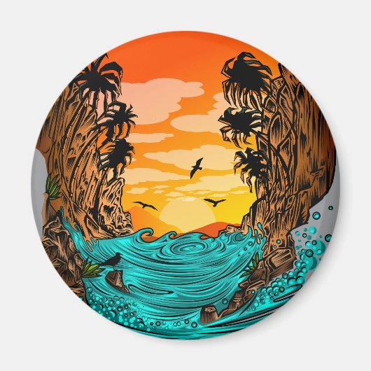 Palm Tree Sunset Magnet (Vorne)