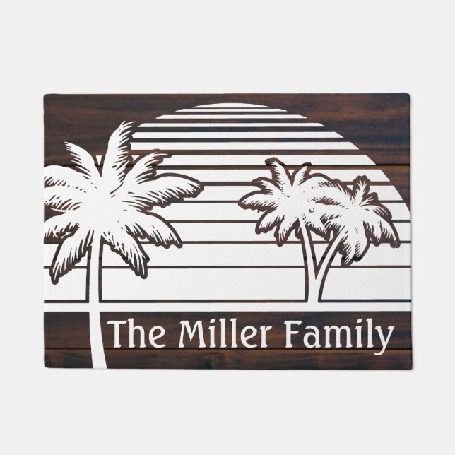 Palm Tree Sunset Nautical Beach House Doormat Fußmatte (Vorderseite)