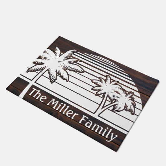 Palm Tree Sunset Nautical Beach House Doormat Fußmatte (Schrägansicht)