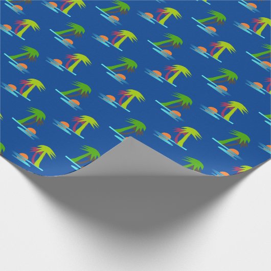 Palm Tree Sunset on Sea Muster Anpassbare Wrapp Geschenkpapier (Ecke)
