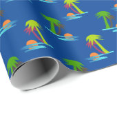 Palm Tree Sunset on Sea Muster Anpassbare Wrapp Geschenkpapier (Rolleneckpunkt)