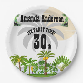 Palm Tree Sunset Paper Plate Tropical Island Pappteller