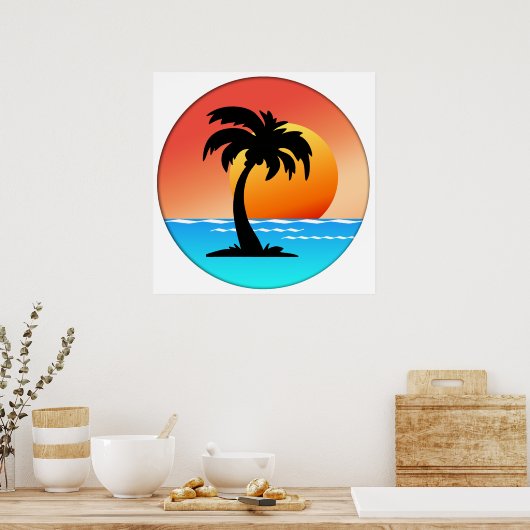 Palm Tree Sunset Poster (Küche)