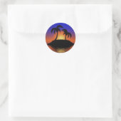 Palm Tree Sunset Runder Aufkleber (Tasche)