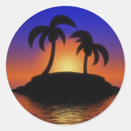 Palm Tree Sunset Runder Aufkleber