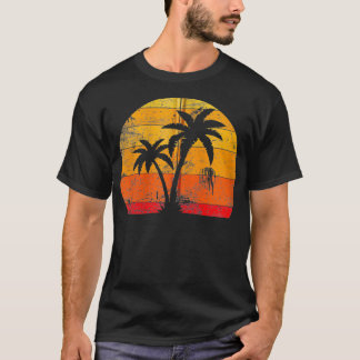 Palm Tree Sunset Silhouette Surfen Zip T-Shirt