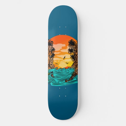 Palm Tree Sunset Skateboard (Vorderseite)