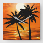 Palm Tree Sunset Tropical Wall Uhren (Vorderseite)