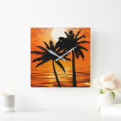 Palm Tree Sunset Tropical Wall Uhren (Zuhause)