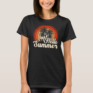 Palm Tree Sunset Vintag Retro Beach Ferienhaus T-Shirt