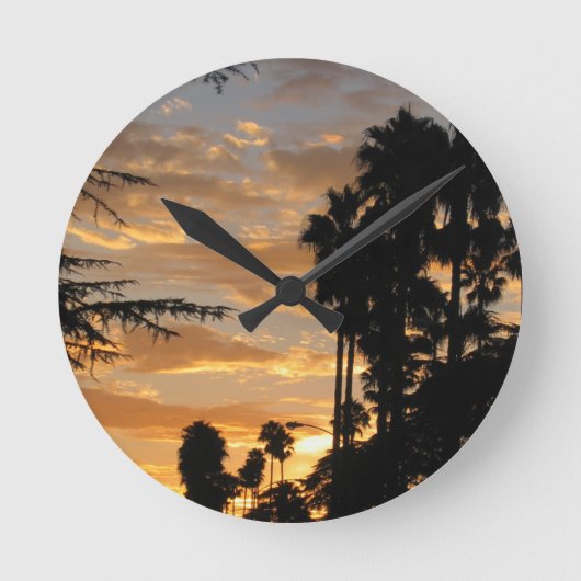 Palm Tree Sunset Wall Clock Runde Wanduhr (Vorderseite)